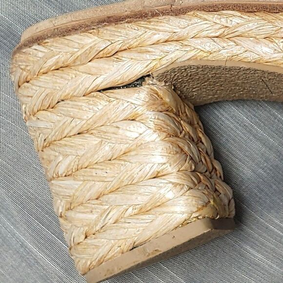 Dolce Vita Camdin Beige Dune Suede Leather Raffia Clogs Platforms Heels Womens 8 - Picture 9 of 10